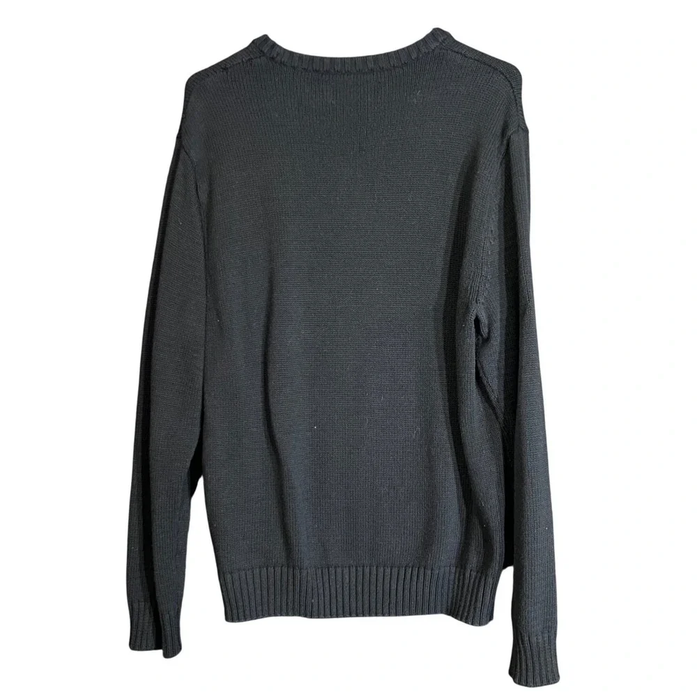 Chaps Mens Size Large Black Crewneck Sweater Crest Logo Long Sleeve Cotton - Picture 3 of 11